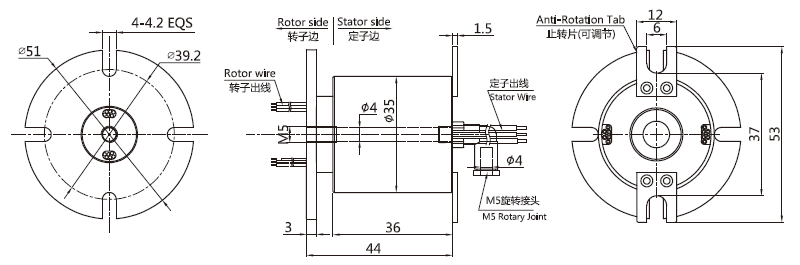 30010043001004系列單通路氣動回轉接頭 系列滑環外形圖紙