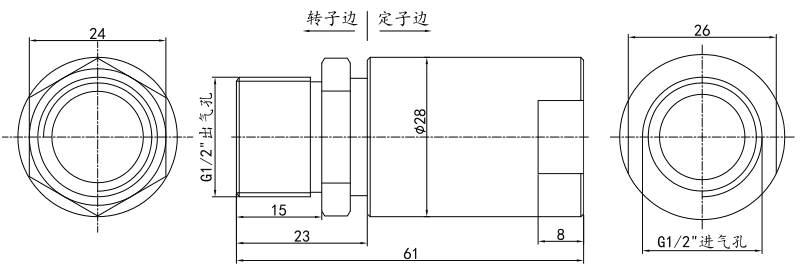 3001015l3001015L系列單通路純氣動旋轉接頭 系列滑環外形圖紙