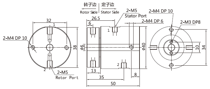 30020043002004系列二通路氣電滑環 系列滑環外形圖紙