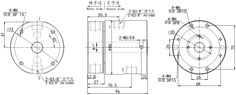 30020123002012系列二通路氣路滑環 系列滑環外形圖紙