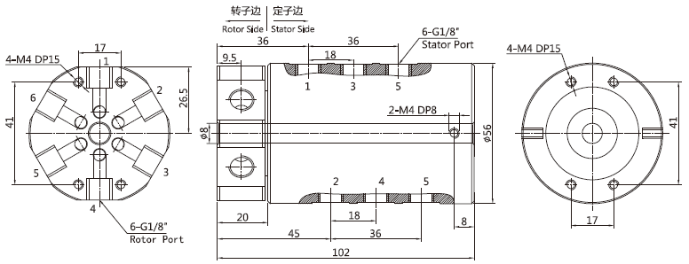 30060063006006系列多通路氣體旋轉接頭 系列滑環外形圖紙