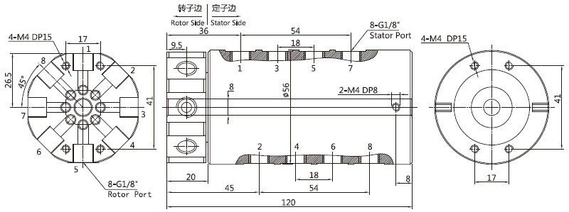30080063008006系列多通路氣路旋轉接頭 系列滑環外形圖紙