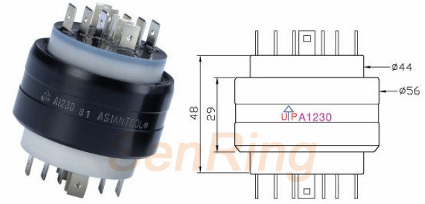 a1230A1230水銀導電滑環(10路30A電流+2路4A)系列水銀導電滑環圖紙