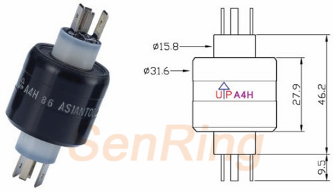 a4hA4H系列水銀滑環(2路30A電流+2路4A電流)系列水銀導電滑環圖紙