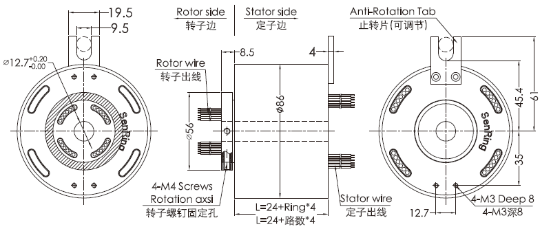 bh1286BH1286系列強弱電信號滑環 系列滑環外形圖紙