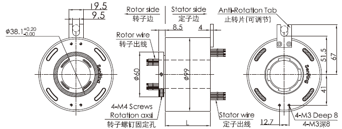 eh3899-01EH3899-01系列單通路千兆網線旋轉接頭 系列滑環外形圖紙