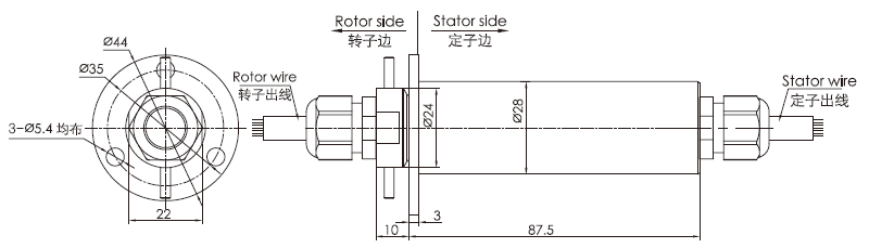 f028F028系列水下工作滑環(外徑28mm，IP68) 系列滑環外形圖紙