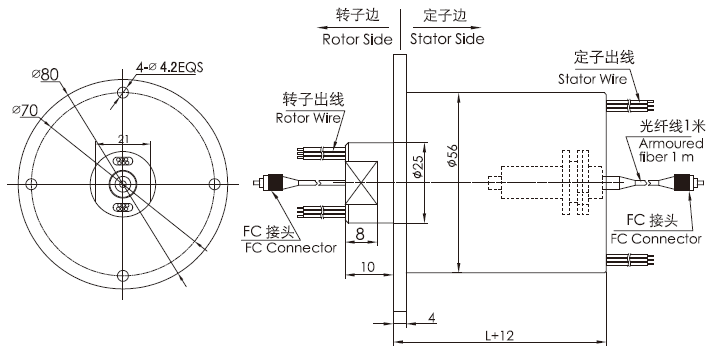 fo108FO108系列1通道光電混合滑環光纖旋轉接頭 系列滑環外形圖紙