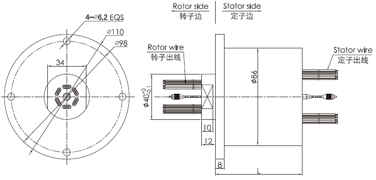 fo109FO109系列1通道光纖+電混合滑環 系列滑環外形圖紙