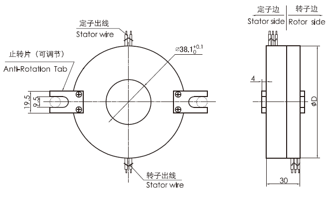 k238K238(SNK040)系列整體盤式滑環 系列滑環外形圖紙