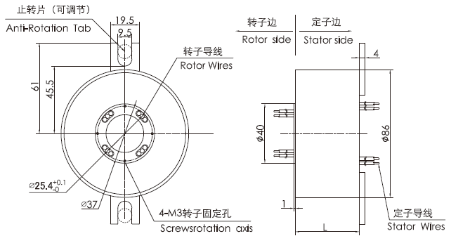 k325K325系列超薄扁平盤式滑環 系列滑環外形圖紙