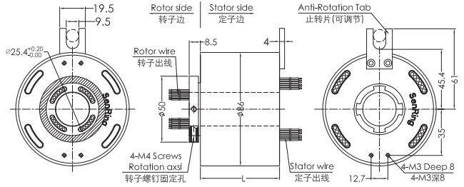 uh2586-01UH2586-01系列USB2.0信號滑環 系列滑環外形圖紙