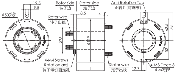 uh50119-02UH50119-02系列USB2.0信號滑環 系列滑環外形圖紙