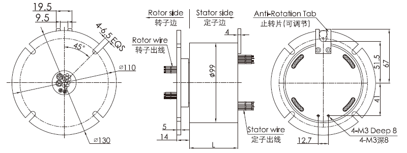 zm099ZM099系列伺服電機編碼器滑環 系列滑環外形圖紙